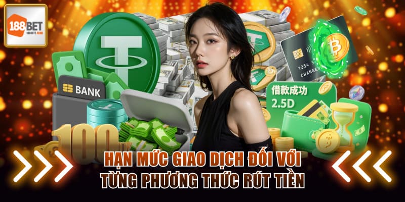 Hạn mức giao dịch đối với từng phương thức rút tiền 188BET